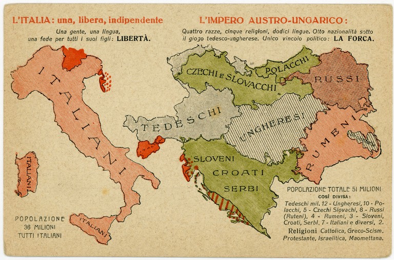 Prima guerra mondiale. Carta geografica dell'Italia e dell'Impero