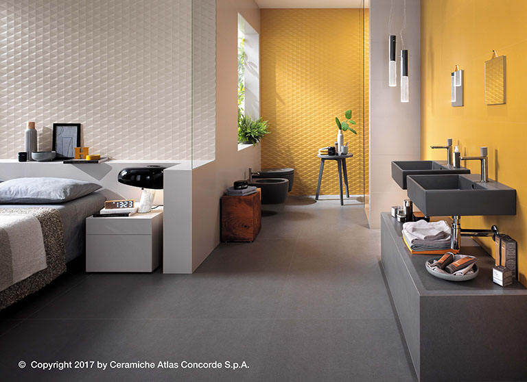 Con "Arkshade" il colore diventa elemento centrale della progettazione architettonica: pavimenti in grès porcellanato e rivestimenti in pasta bianca compongono un progetto d’arredo completo declinato in una ricchissima gamma cromatica. Il contrappunto tra toni neutri e colori accesi definisce ambienti residenziali e commerciali chic, contemporanei e di inconfondibile personalità. 2018.