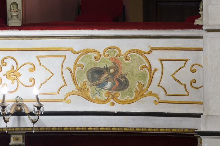 Novellara,Teatro della Rocca "Franco Tagliavini", particolare della fascia decorata dei palchi (foto Andrea Scardova, IBC) 2017