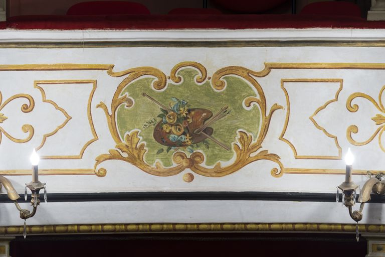 Novellara,Teatro della Rocca "Franco Tagliavini", particolare della fascia decorata dei palchi (foto Andrea Scardova, IBC) 2017