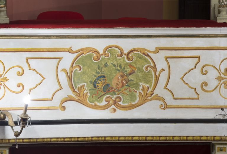 Novellara,Teatro della Rocca "Franco Tagliavini", particolare della fascia decorata dei palchi (foto Andrea Scardova, IBC) 2017