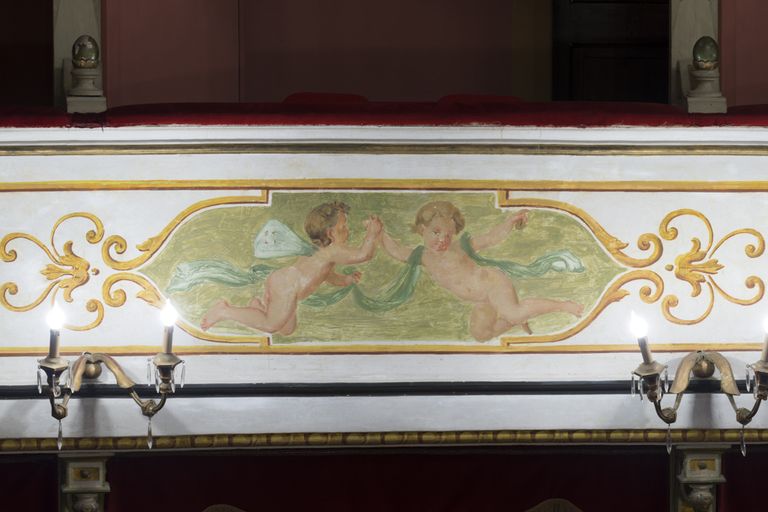 Novellara,Teatro della Rocca "Franco Tagliavini", particolare della fascia decorata dei palchi (foto Andrea Scardova, IBC) 2017