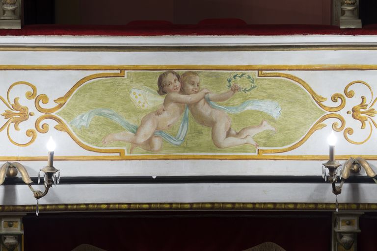 Novellara,Teatro della Rocca "Franco Tagliavini", particolare della fascia decorata dei palchi (foto Andrea Scardova, IBC) 2017