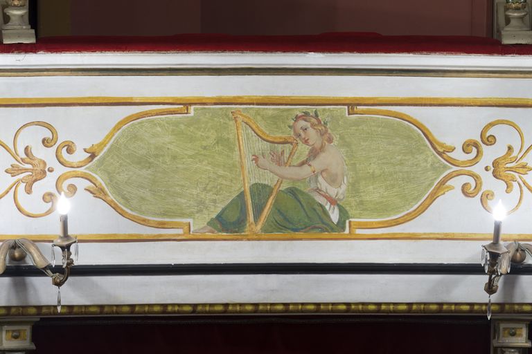 Novellara,Teatro della Rocca "Franco Tagliavini", particolare della fascia decorata dei palchi (foto Andrea Scardova, IBC) 2017