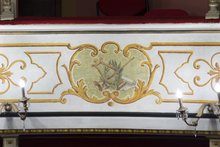 Novellara,Teatro della Rocca "Franco Tagliavini", particolare della fascia decorata dei palchi (foto Andrea Scardova, IBC) 2017