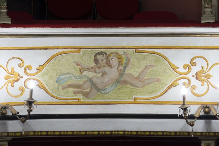 Novellara,Teatro della Rocca "Franco Tagliavini", particolare della fascia decorata dei palchi (foto Andrea Scardova, IBC) 2017