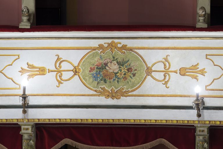 Novellara,Teatro della Rocca "Franco Tagliavini", particolare della fascia decorata dei palchi (foto Andrea Scardova, IBC) 2017