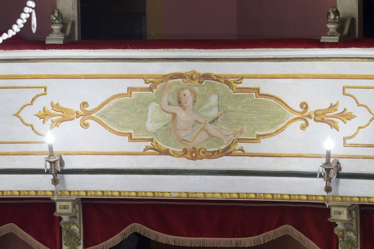 Novellara,Teatro della Rocca "Franco Tagliavini", particolare della fascia decorata dei palchi (foto Andrea Scardova, IBC) 2017