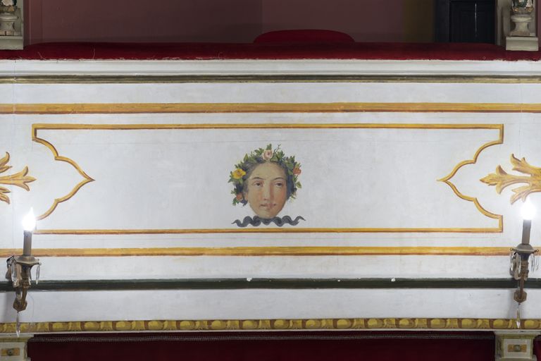 Novellara,Teatro della Rocca "Franco Tagliavini", particolare della fascia decorata dei palchi (foto Andrea Scardova, IBC) 2017