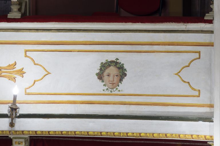 Novellara,Teatro della Rocca "Franco Tagliavini", particolare della fascia decorata dei palchi (foto Andrea Scardova, IBC) 2017