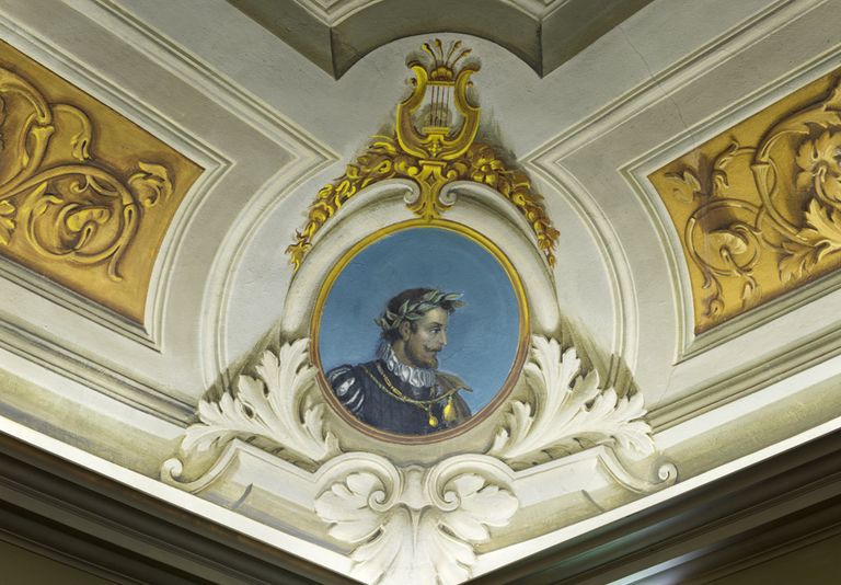 Novellara,Teatro della Rocca "Franco Tagliavini", atrio d'ingresso e foyer: particolare del soffitto (foto Andrea Scardova, IBC) 2017