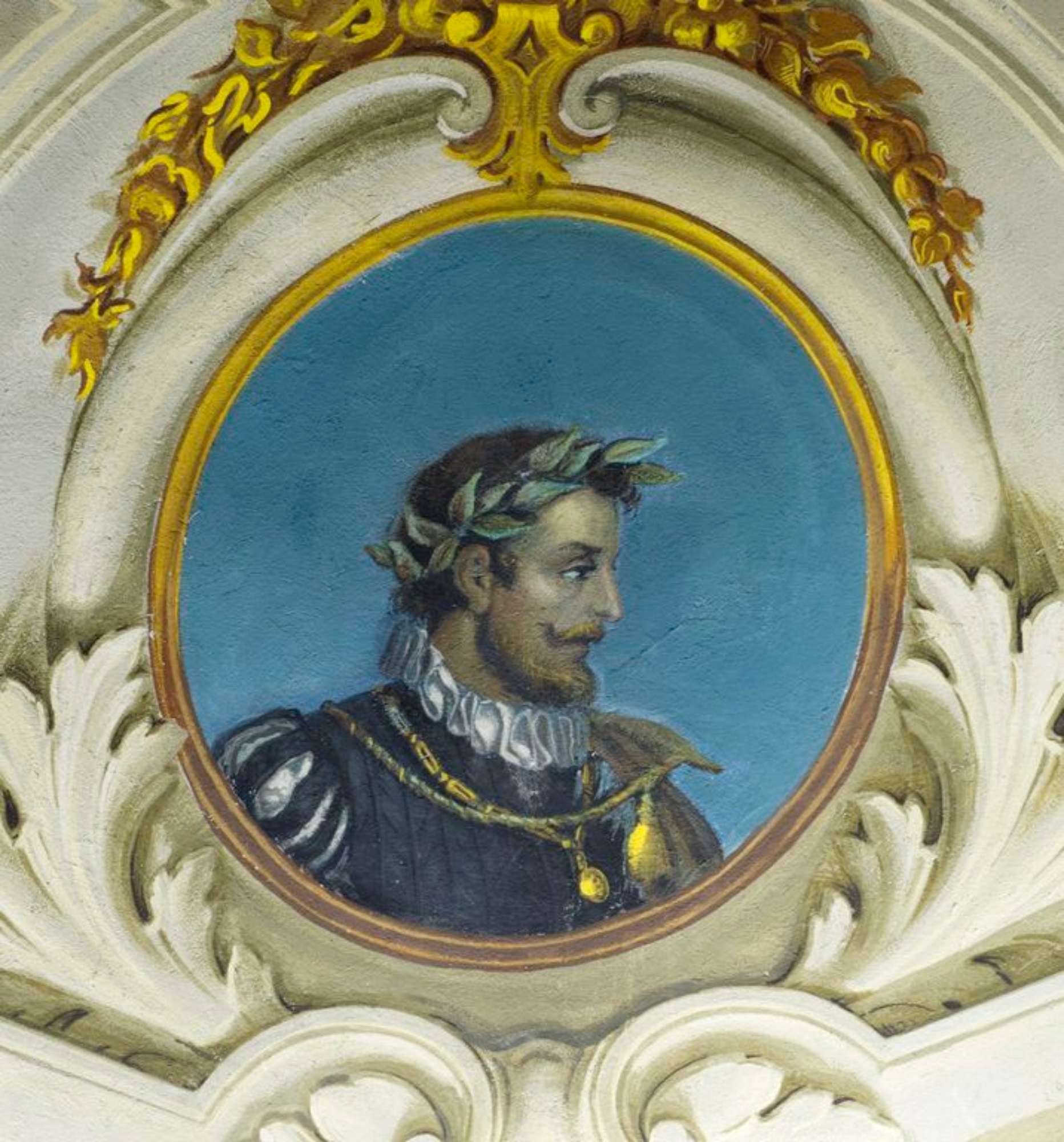 Novellara,Teatro della Rocca "Franco Tagliavini", atrio d'ingresso e foyer: particolare del soffitto (foto Andrea Scardova, IBC) 2017