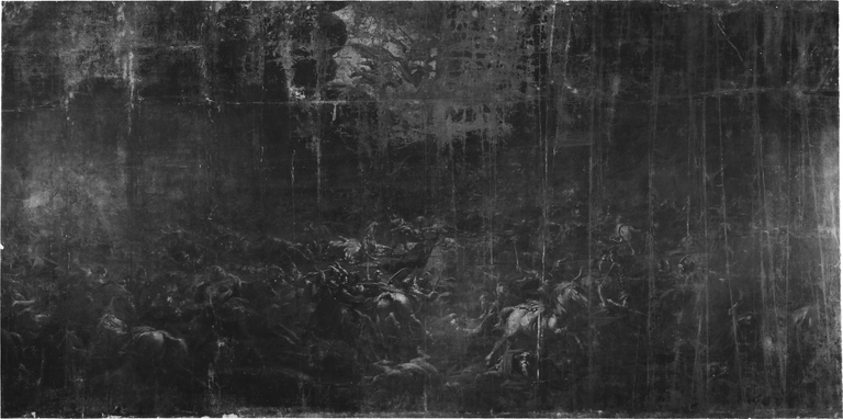 Opera di Giovanni Evangelista Draghi, detto il Brescianino, "Battaglia fra cristiani e turchi" - dopo il restauro 